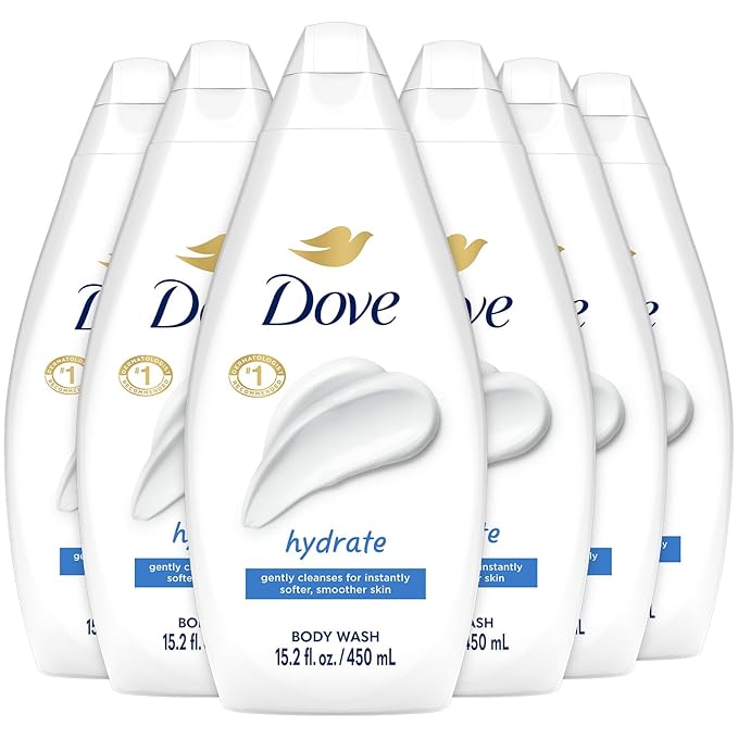 Dove Body Wash, Hydrate 6-Pack – Moisturizing Cleanser for Smooth, Soft Skin, 15.22 Oz Ea