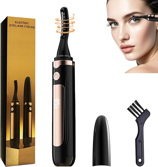 2025 Heated Eyelash Curler-USB Rechargeable Electric Eyelash Curler- Eyelash Curlers Heated 4 Temperature Modes Fast Heat Up Within 3s - 24 Hours Long Lasting- with Led Display for Women Girls(Black)