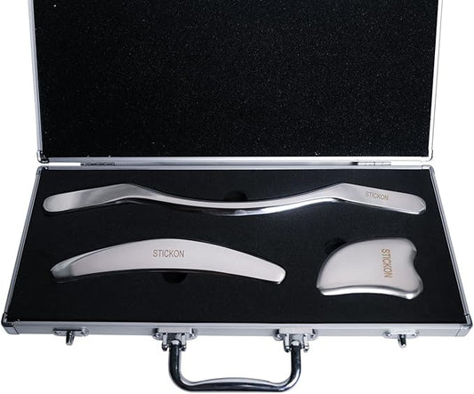 STICKON Stainless Steel Gua Sha Muscle Scraper Tools Set Massage Scraper Scraping Tool IASTM Tools Great Soft Tissue Mobilization Tool (taoJ Shape)