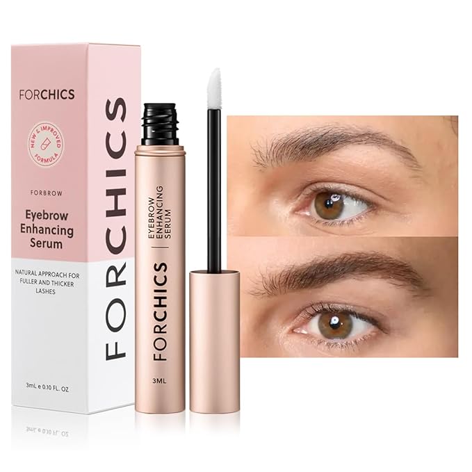 Eyebrow Growth Serum by ForChics - Natural Brow Thickening Treatment with Peptides and Biotin- Hormone-Free, Vegan and Cruelty-Free- Fuller Brows in 2 Weeks- 0.10oz/3ml