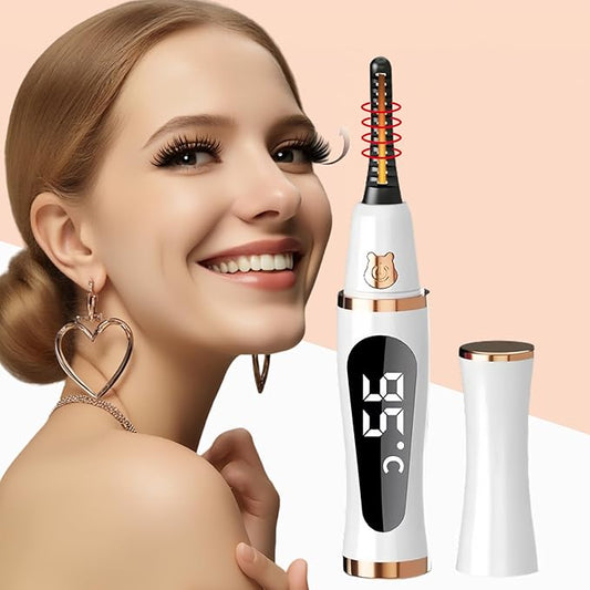 BUV 2025 Upgraded Heated Eyelash Curler - Fast 5s Heat-Up, USB Rechargeable, LED Display, Anti-Burn, 24H Long-Lasting Curl, White
