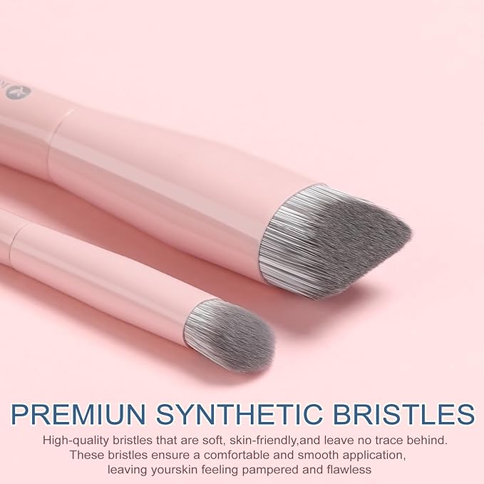 KINGMAS Foundation Makeup Brushes, V-Shaped Kabuki Concealer Brush Under Eye Nose Contour Brush for Liquid Cream Powder Blending Buffing (Pink)