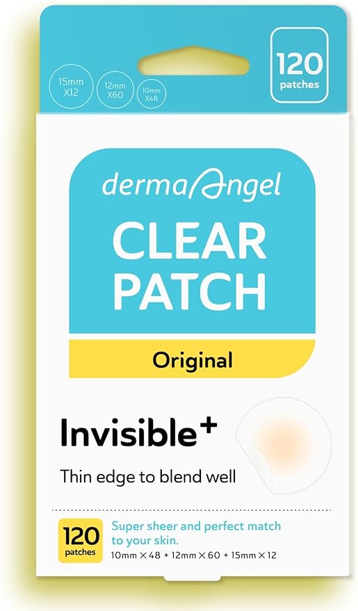 DERMA ANGEL Ultra Invisible Acne Patches for Cystic Acne Treatment Pimple Patches for Cystic Acne Blemish Patches Hydrocolloid Patches - Day & Night Use - UPGRADED (Acne Specialist 120 Count 3 Sizes)