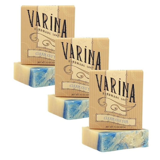 Natural Clean Cotton Bar Soap - Gentle Cleansing for Sensitive Skin, Fresh - 3 Pack