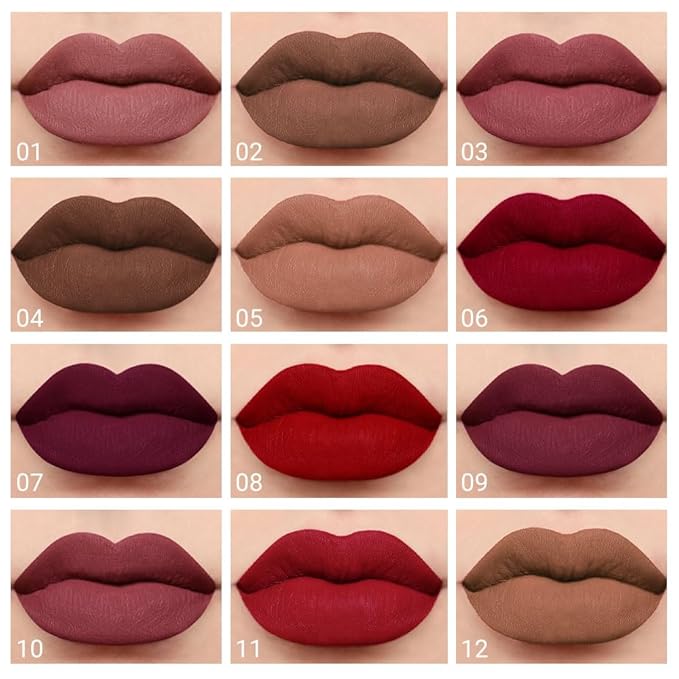 evpct 1Pcs Mauve Red Matte Liquid Lipstick Lip Gloss Glossy Set for Black Women 24 Hour Silky Velvet Lipstick labiales matte larga duracion mate 24 horas originales 03#