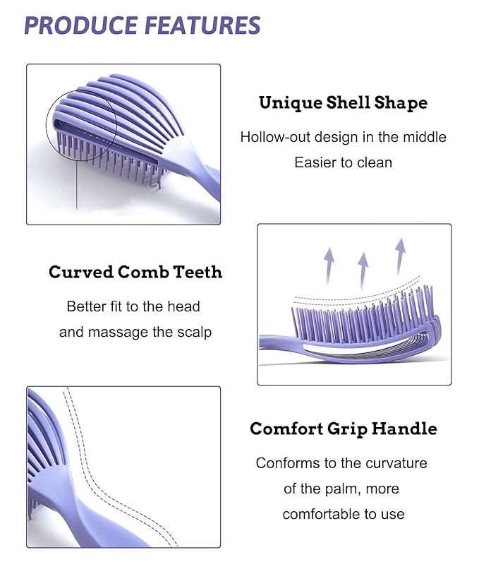 Unisex Soft And Elastic Scalp Massage Comb Massager, Shampoo And Itching Comb Does Not Hurt The Scalp And Hair, Can Also Be Used For Curly Hair Care (Purple, Small)