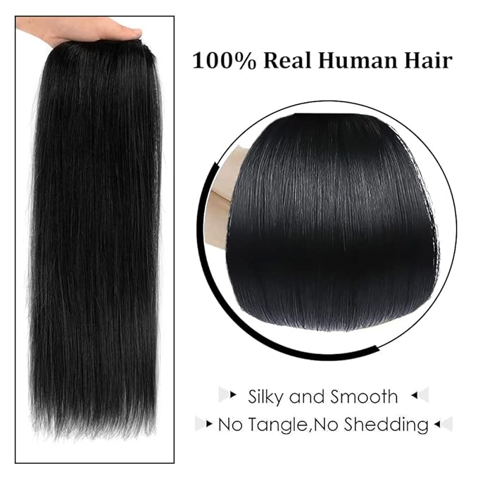 20" Hair Extensions Clip in Human Hair for Women - Silky Straight Remy Real Long Human Hair Clip on 75grams 4pieces Jet Black #1 Color
