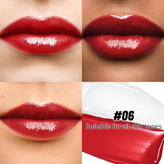 2-in-1 Matte Liquid Lipstick & Clear Lip Gloss, Long Lasting Waterproof Smudge Proof 24 Hour Lip Color Stain, Non Stick & Non Fading, Vegan Matte Makeup Lip Stain for Women, Classic Red #06