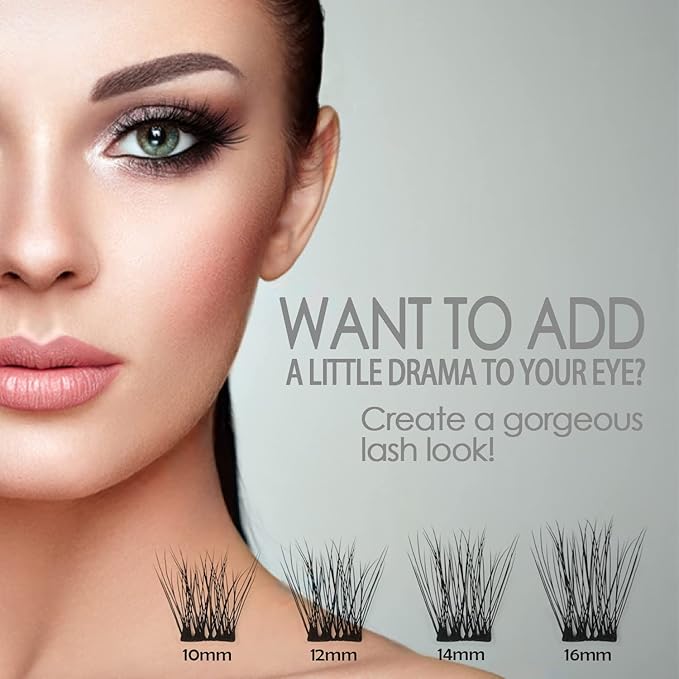 Lash Clusters, DIY Eyelash Extension, 40 Clusters Volume Individual Lashes, Wispy Fluffy Reusable Artificial Natural Look for Cluster Lashes, C Curl Lashes Pack (Volume-10mm)