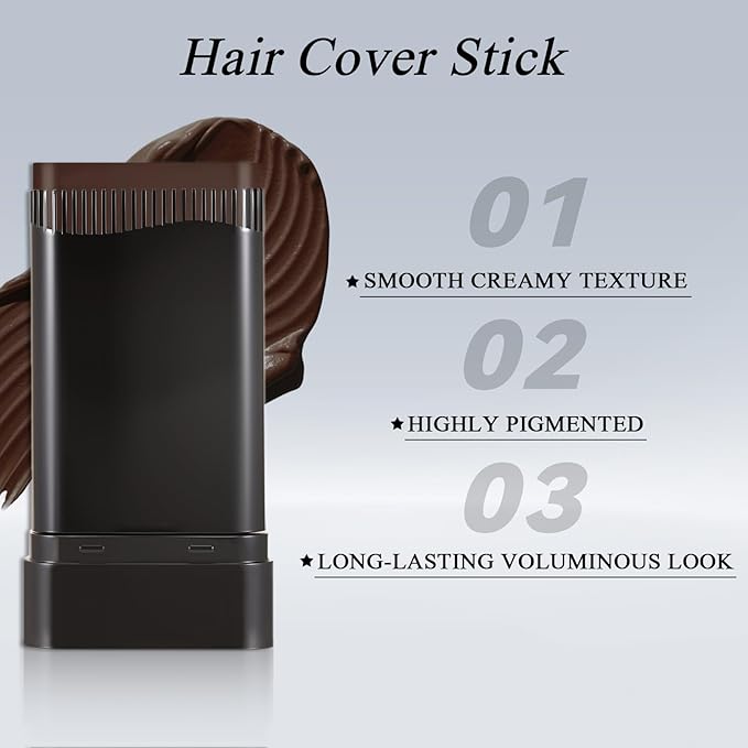 Beard Touch-Up for Men, Instant Gray Hair Cover Stick, Built-In Comb for Seamless Blending, Cream Concealer, Quick Temporary Cover