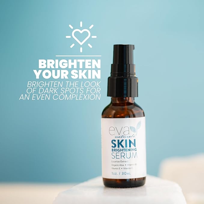 Eva Naturals Skin Brightening Serum – Dark Spot Corrector for Face & Body with Licorice Extract, Vitamin C, Peptides & CoQ10 – Targets Uneven Tone, Sun Spots & Age Spots - 1 Fl Oz