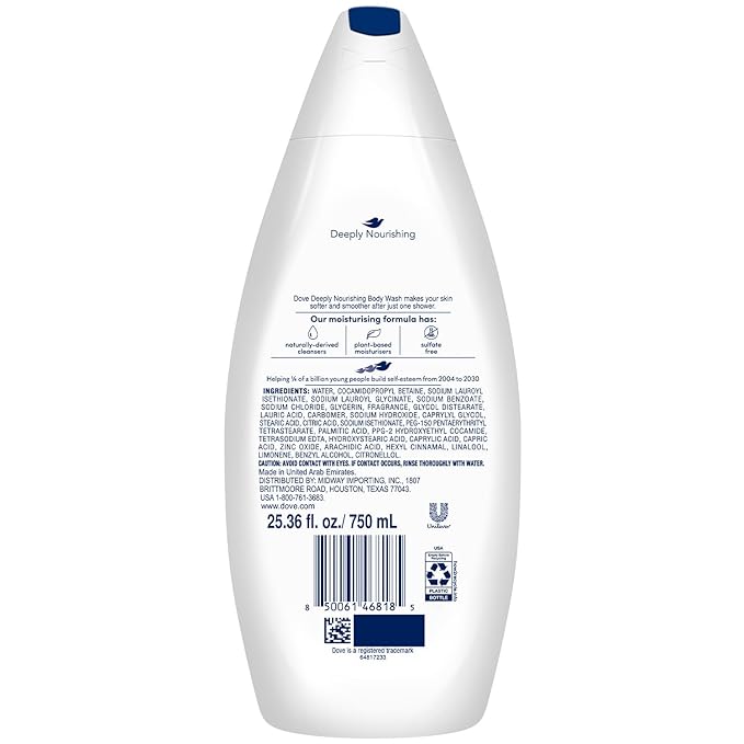 Dove Body Wash 6-Pack – Deeply Nourishing for Softer, Smoother Skin, 25.4 Oz Ea