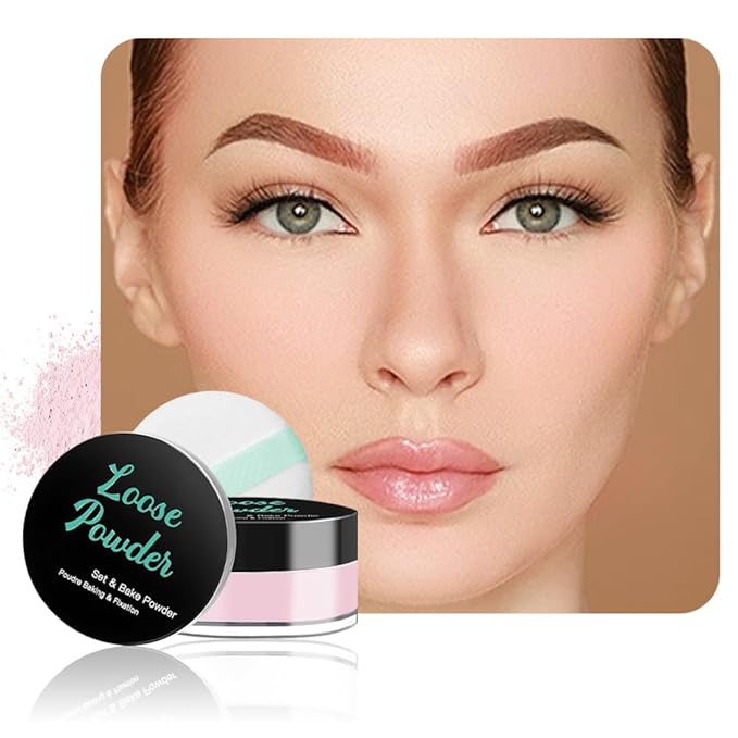 Loose Setting Powder - Translucent Finishing Powder for Face With Built-in Puff, Oil Control & Pore Blurring, Soft Matte Makeup, Vegan & Long Lasting, Pink 11 (0.21 oz)