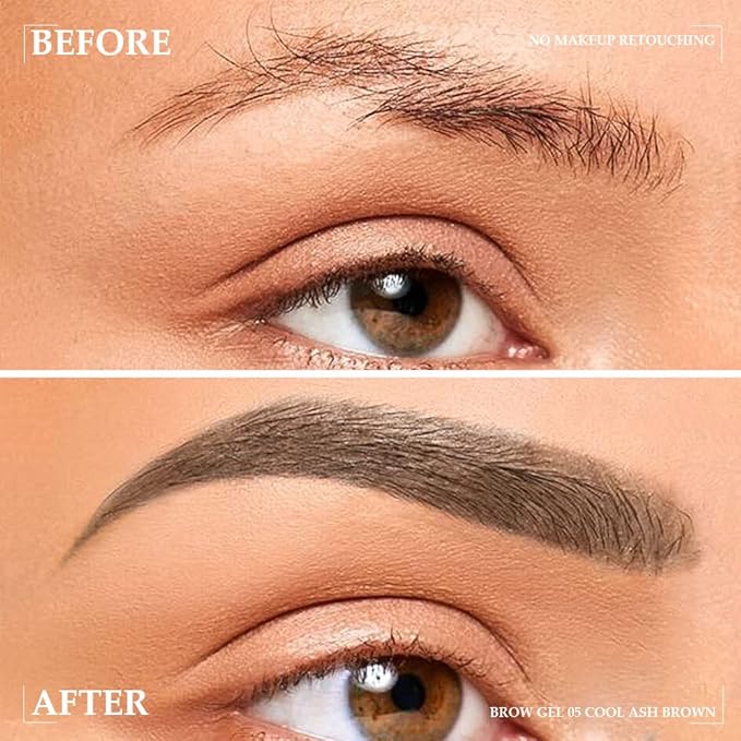 Kaely Thickening Brow Mascara,Tinted Eyebrow Gel Waterproof,Eyebrow Color Makeup,Brow Fast Sculpt,Vegan,Cruelty Free,maquillaje gel para cejas a prueba de agua,05 Cool Ash Brown