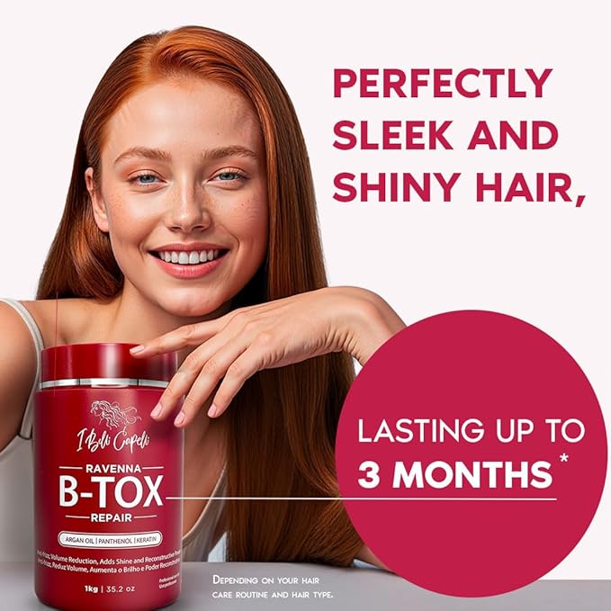 I Belli Capelli Ravenna Professional Keratin Hair B-tox -Cirugia Capilar para el Cabello, Smoothing, B-tox Hair Treatment, Celulas Madres Para el Cabello-Straightener System 3x1L 105.8oz