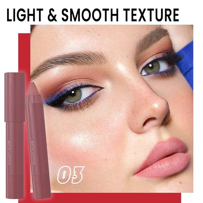 BINGBRUSH Crayon Matte Longwear Lipstick Pack Set,Moisture Smooth Color Stick Ultimate Lip Crayon for Makeup Collection - Waterproof Velvet Lipgloss (3pcs 01#&03#&07#, 3 Count (Pack of 1))