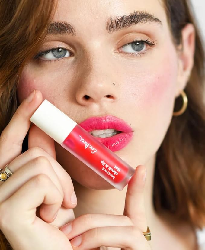 Ere Perez - Natural Beetroot Cheek + Lip Tint | Water-Resistant, Long-Lasting, Hydrating, Vibrant | Blue Agave, Rosehip Oil, Vitamin E | Vegan, Cruelty-Free, Clean Beauty (Fun-Pink)