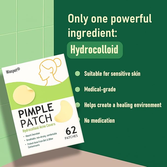 Invisible + with Salicylic Acid | Hydrocolloid Patches for Daytime Acne, 100% Undetectable Under Makeup (62 Count)