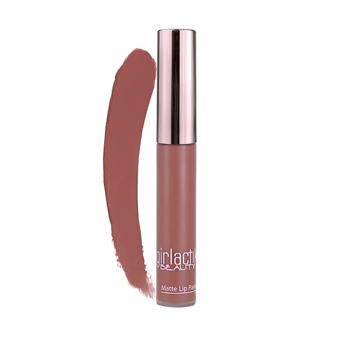Girlactik Long Lasting Matte Lip Paint Liquid Lipstick in Allure- Long wearing, Smooth Application, Pigmented, Non-Crack Formula, Lightweight, 7.5 ml / .25 oz, (Playful)