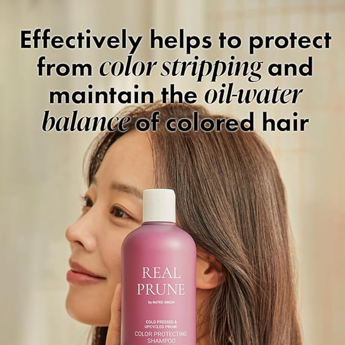 RATED GREEN Real Prune Color Protecting Shampoo | Organic Cold Pressed Ingredient & Lamellux | For Color Treated hair | Silicone-Free, Korean Hair Care | 13.52 fl oz