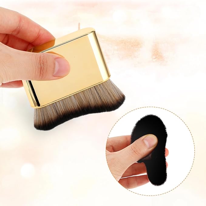 DIVINA VITAE Self Tan Brush Soft Body Makeup Brush Portable Self Tanning Brush Self Tanner Face Brush For Body & Leg Makeup（Gold）