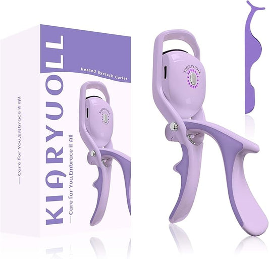 Electric Heated Eyelash Curler Kit Hot Lash Therapy Professional Eyelash Tools Battery Powered Lash Lifter Rechargeable Clamp for Various Eye Types Plastic Material (Colour Purple)