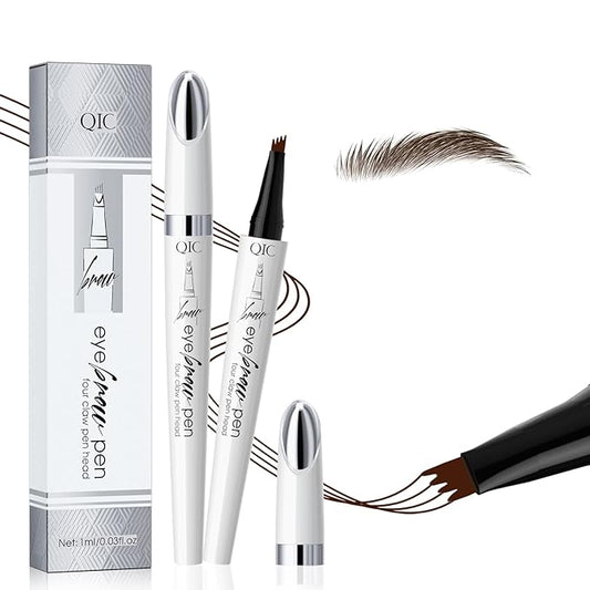 Microblading Eyebrow Pencils for Women - Microblading Brow Pen with 4-Fork-Tip, Eyebrow Pen Smudge- Proof Waterproof Eyebrow Pencil Create Natural Hair-Like Brow, Last All-Day, Dark Brown