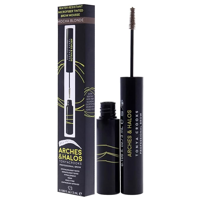 Arches and Halos Microfiber Tinted Brow Mousse - Richly Pigmented Eyebrow Shaper - Water Resistant Filler Pen - Vegan - Mocha Blonde - 0.11 oz