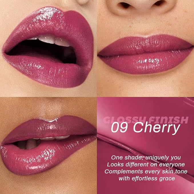 Kaely 2Pcs Honey Lipstick Tinted Lip Balm, Hydrating Shine Lipstick for Women Dry Lips, Moisturizing Nourishing Glossy Lip Gloss Stain Makeup, Sheer Lightweight, Vegan, 07 Mauve+09 Cherry