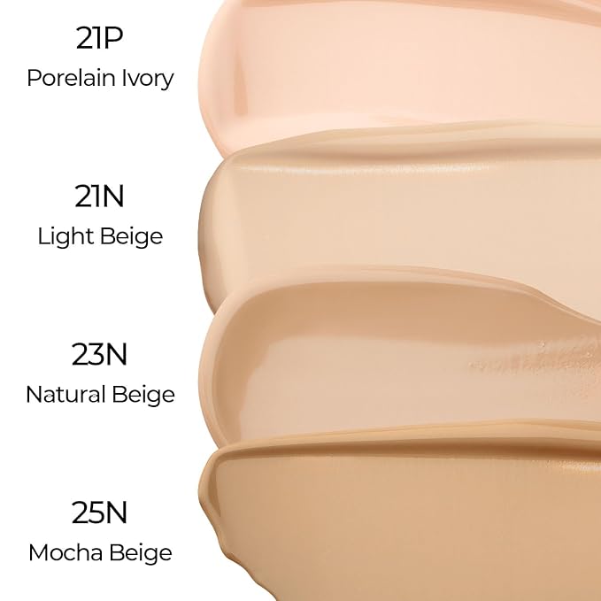 Natural Cover Glow Cushion Foundation | Satin Radiant Finish | Korean Foundation Makeup | Long-Lasting Natural Coverage | for All Skin Types 0.42 oz. (21P Porcelain Ivory)