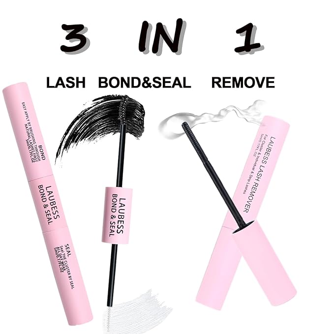 Lash Glue for Eyelash Clusters 3-in-1 Lash Remover for Lash Extensions Eyelash Glue Remover Lash Bond and Seal Waterproof DIY Eyelash Extension Remover 15ml(Black)