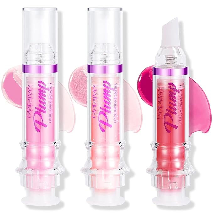 3 Colors Lip Plumping Booster, Spicy Lip Plumper Gloss Lip Plumping Oil, Ultra-Hydrating Nourishing Plump and Pout Lip Plumper, Glossy Finish Fuller Natural Lip Makeup Christmas Day Gifts-01#02#06#