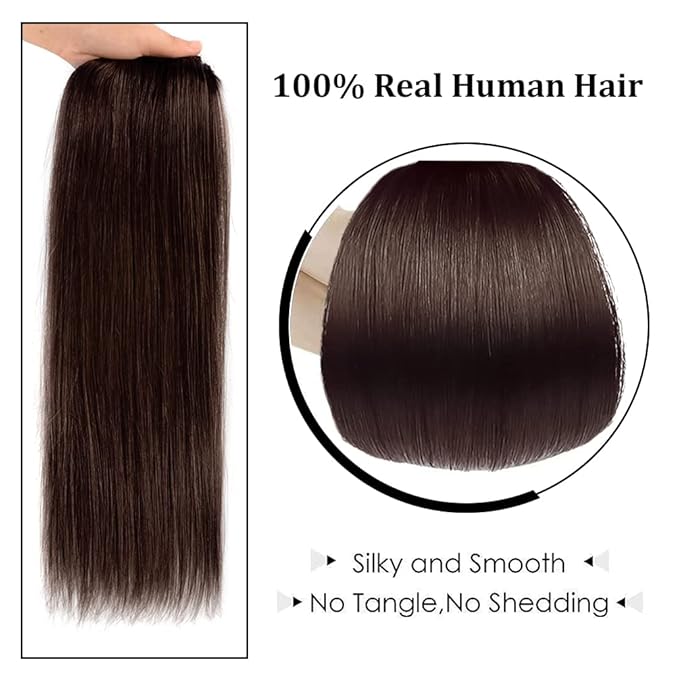 20" Hair Extensions Clip in Human Hair for Women - Silky Straight Remy Real Long Human Hair Clip on 75grams 4pieces Dark Brown #2 Color