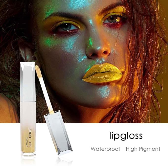 Kilshye Glitter Lipstick Matte Liquid Lipsticks Metallic Lip Glaze High Pigment Lipgloss Long Lasting Waterproof Lip Makeup for Women and Girls Pack of 1 (D- Gold 5)