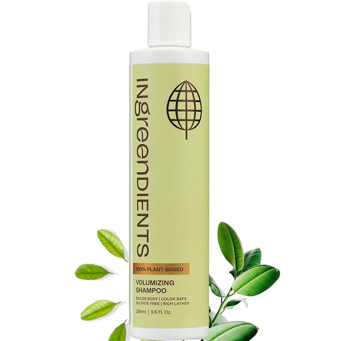 Ingreendients Non Toxic Vegan Volumizing Shampoo with Organic Ingredients For Fine Hair - Strengthening Barley Protein and Chia Seeds, Color Safe, Paraben & Gluten Free, Silicone & Sulfate Free