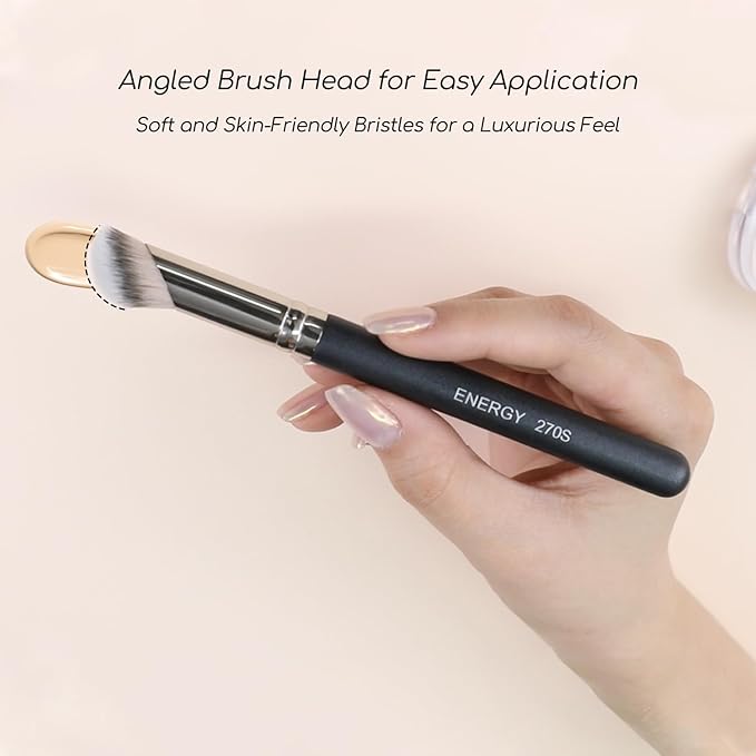 ENERGY Nose Contour Brush Angled Small Foundation Brush- Versatile Makeup Brush for Precision Contouring & Concealing, Perfect for Liquid, Cream & Powder Products