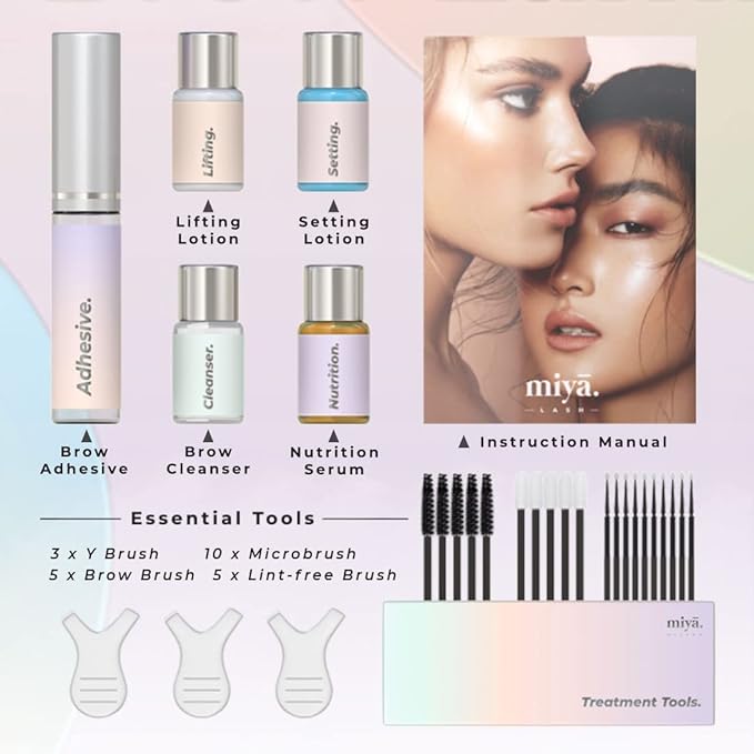 MIYA LASH Brow Lamination Kit | Professional Eyebrow Lamination with Keratin | DIY Brow Lift Kit | Fuller, Thicker Brows for 6 weeks | Includes Easy to Use Instruction, Treatment Tools & Brushes