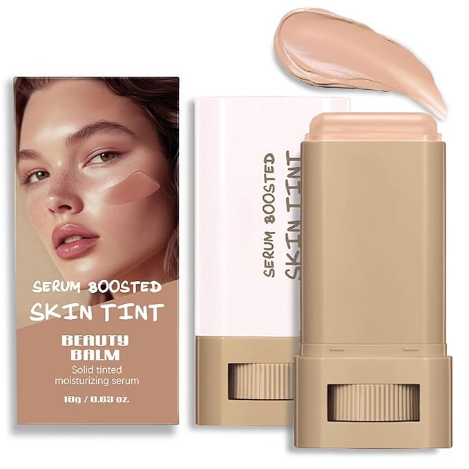 Foundation Stick Beauty Balm Serum Boosted Skin Tint, Serum Boosted Skin Tint Balm, Solid Tinted Moisturizing SerumContour Stick Foundation FaceStick, Longwear ContourStick, Natural Finish (#5)
