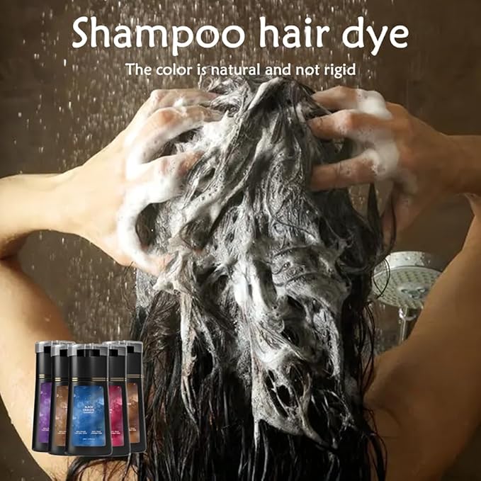 Hair Dye Shampoo, Hair Color Dye Shampoo, Hair Care Instant Dye for Gray and White Coverage, Suitable for Women & Men (Light Brown)