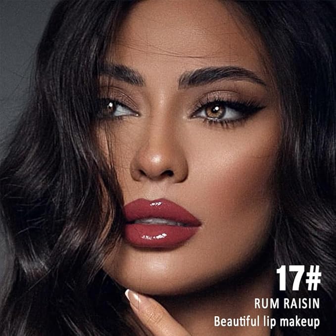 Kaely Longwear Shine Lipstick for Women, Highly Pigmented Liquid Lip Color Makeup, Non-Transfer Lip Gloss Stain Waterproof Smudge Proof 24 Hour, Glossy Finish, Vegan & Cruelty-free, 17 RUM RAISIN