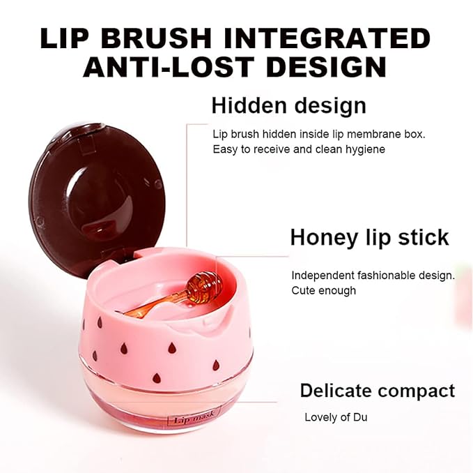 Strawberry Lip Balm, Vitamin E Masks & Moisturizing Propolis Sleeping Mask, Effective Reduces Lines Prevention Dry and Cracked Scrubs Exfoliator Smoothing Dry Care
