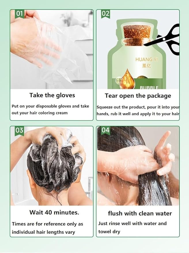 Bubble Plant Hair Dye, Natural Botanical Bubble Hair Dye Hair Dye Shampoo. (Coffee)