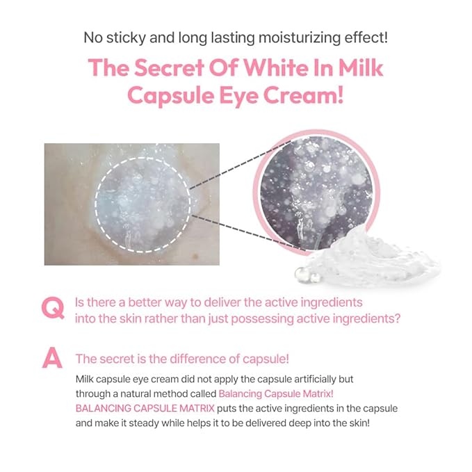 G9SKIN White In Milk Capsule Eye Cream - Lightweight Daily Eye Care Hydrating Brightening Korean Eye Cream for Dark Circles & Fine Lines, 30g