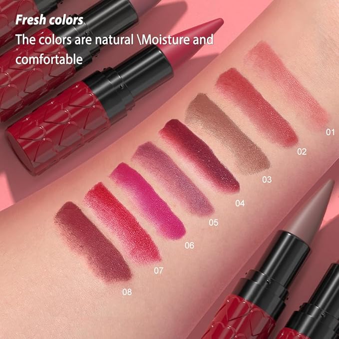 evpct Real Nude Gradient Matte Lipstick Lip Liner Combo Set for Older Women Long Lasting Waterproof, Nude Lips Stick Crayon Pencil Cream Lip Liner and Lipstick Combo Makeup, Flawless Ombre Effect
