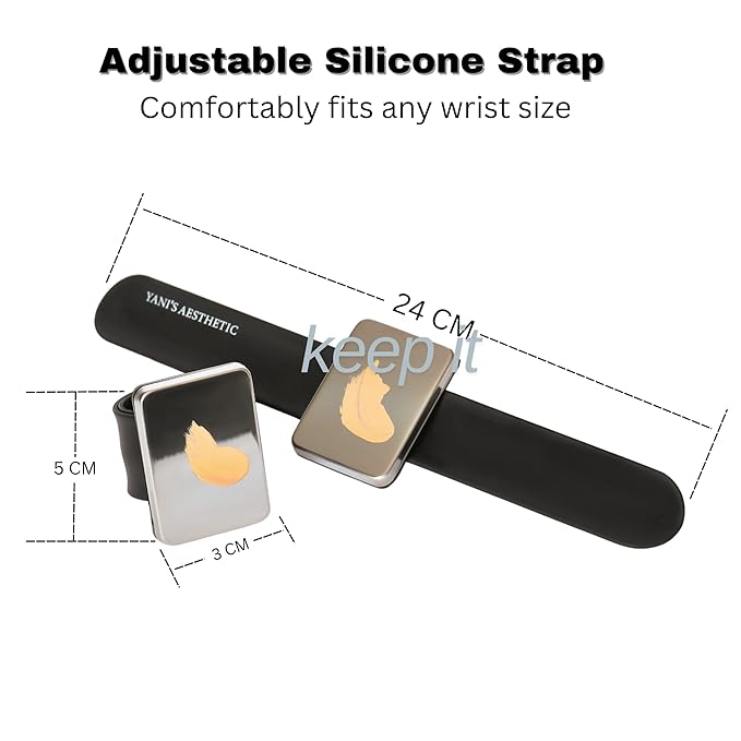 Hands-Free Makeup Mixing Palette Bracelet - Adjustable Silicone Strap with Magnetic Plate Pin Holder - Multi-Purpose Tool for Artists and Stylists - Perfect for Blending Mixing Creative Application