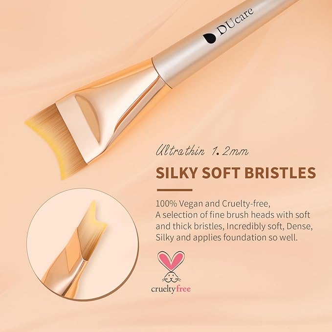 DUcare Flat Foundation Brush for Liquid Makeup, Soft and Fish Tail Shape Bristles for Seamless Application, Ideal for Liquid Foundation Cream