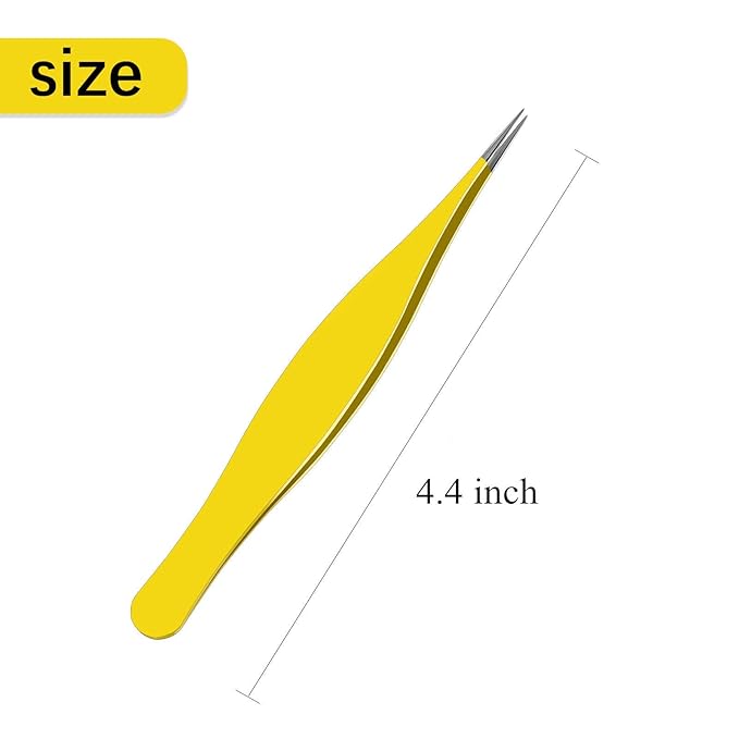 Honoson 6 Pieces Tweezers for Ingrown Hair Remover Pointed Blackhead Remover Point Tip Tweezers Stainless Steel for Nose Facial Hair Eyebrow and Shards(Yellow)