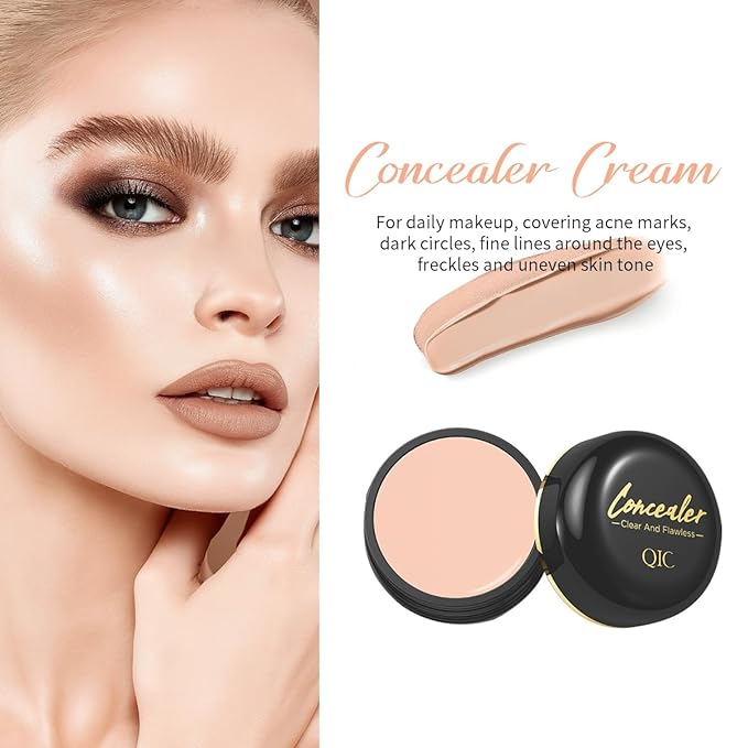Multi-Use Pot Concealer Full Coverage - Under Eye Concealer waterproof no Transfer, for Dark Circles, Blemishes, Makeup Brightens for Sensitive Skin, Light 0.53 Oz