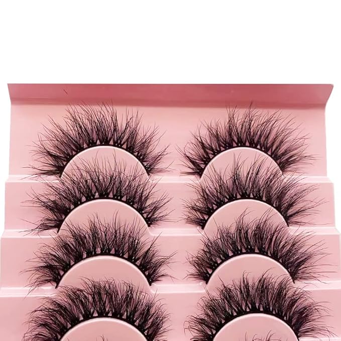 HBZGTLAD New 10 Pairs 3D Mink Lashes False Eyelashes Handmade Wispy Fluffy Long Lashes Natural Eye Makeup Tools Eye Lashes(M44)