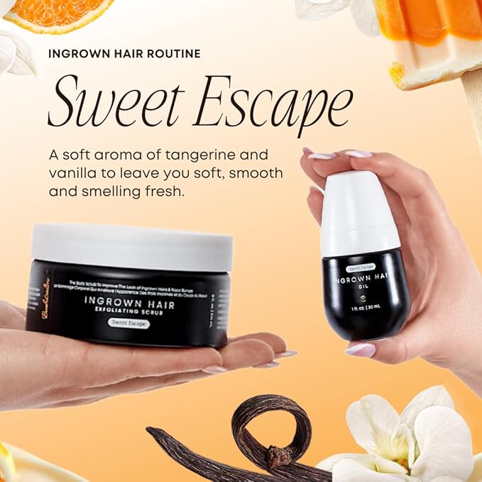 Bushbalm Ingrown Hair Exfoliating Scrub – Pre-Shave Sugar Scrub for Ingrown Hairs, Razor Bumps & Dry Skin – Gently Buffs & Soothes Sensitive Skin - Sweet Escape 236 ml